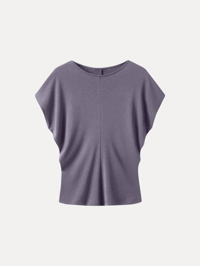 Linen-Blend Round Neck Relaxed Summer Top