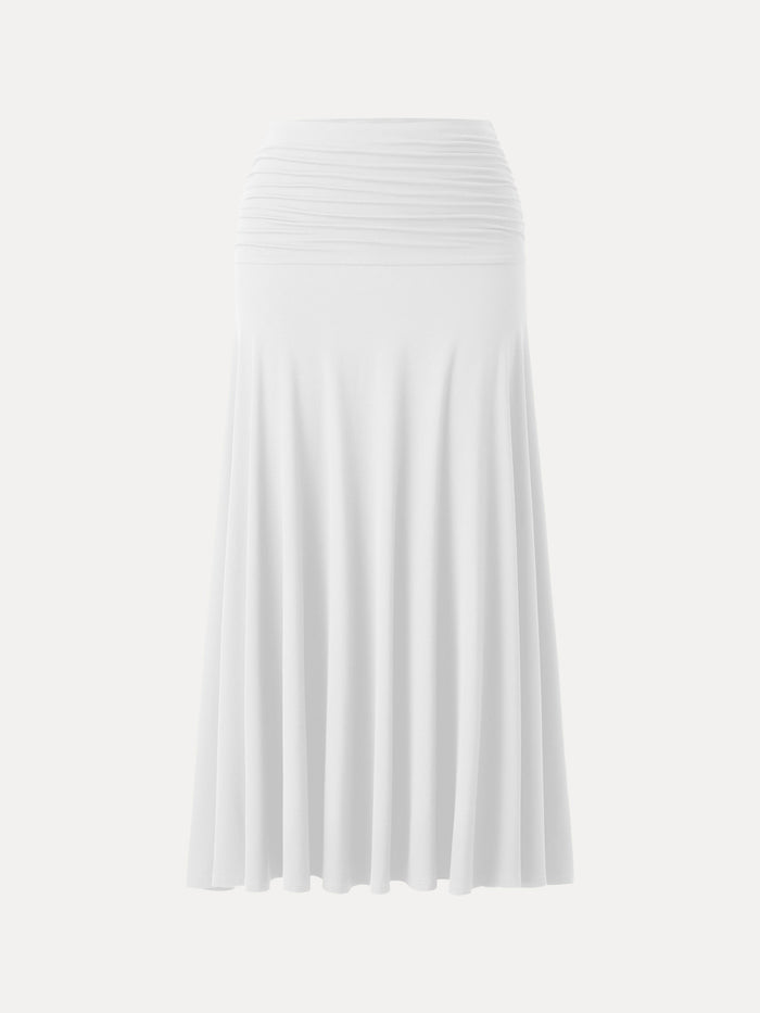 Ultrasoft Mid Rise A-line Ruched Maxi Skirt