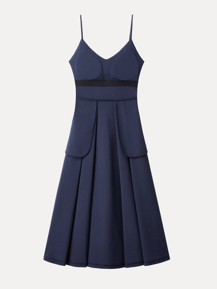 Bamboo Ponte V-neck Fit-and-flare Midi Bra Sundress with Pockets