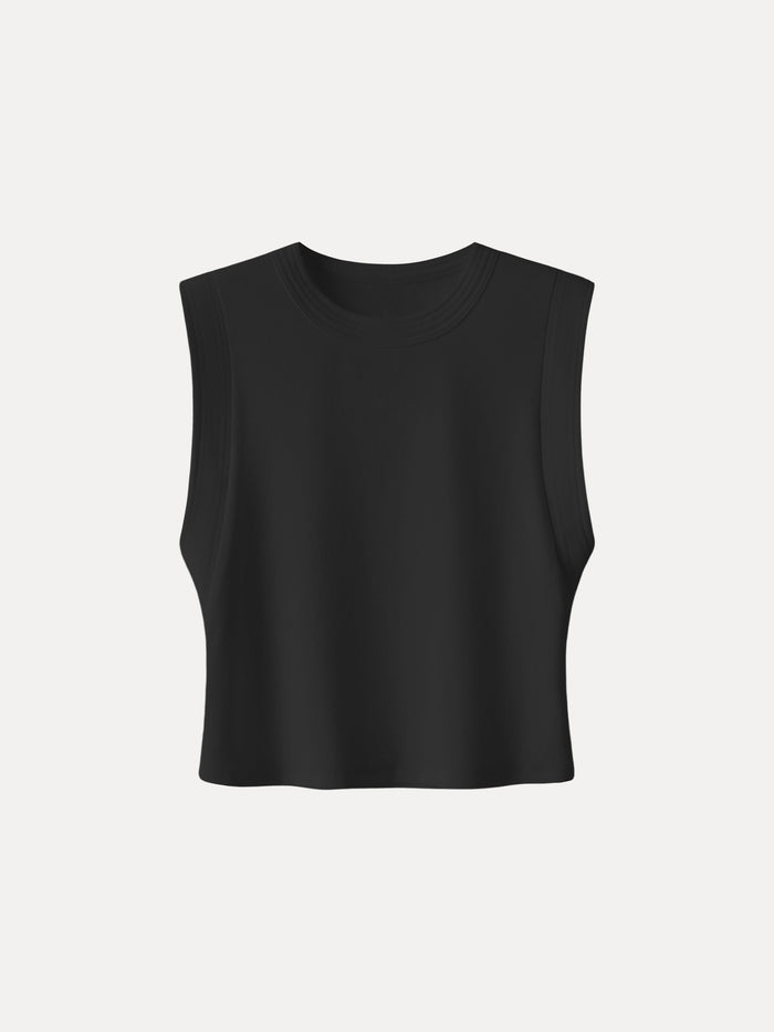 Soft Cotton Lyocell Cropped Wide Shoulder Tank
