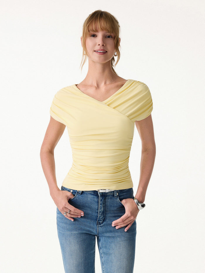 SkinKiss Surplice V-Neck Ruching Bra Top