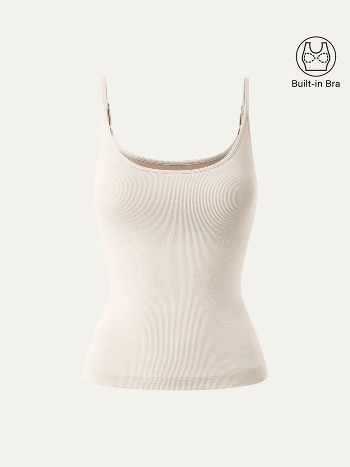 Scoop Neck Spaghetti Strap New Airy Bra Tank Top