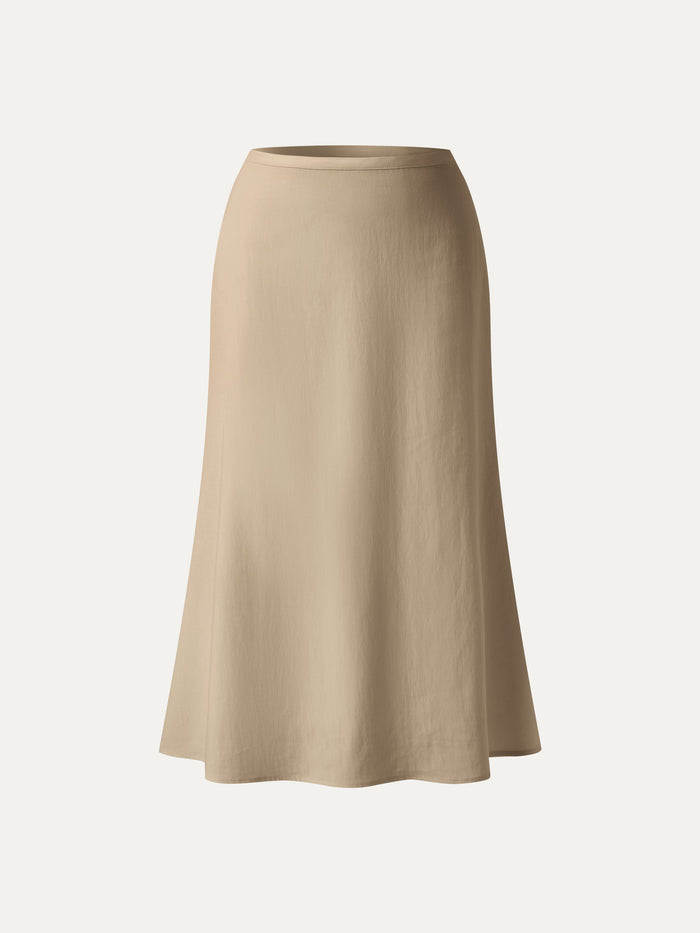 Lyocell-Linen Blend Maxi Flared Pull-On Skirt