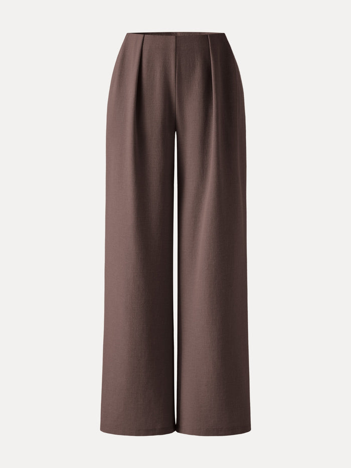 Airy Stretch Linen Wide Flare Pant with Pockets