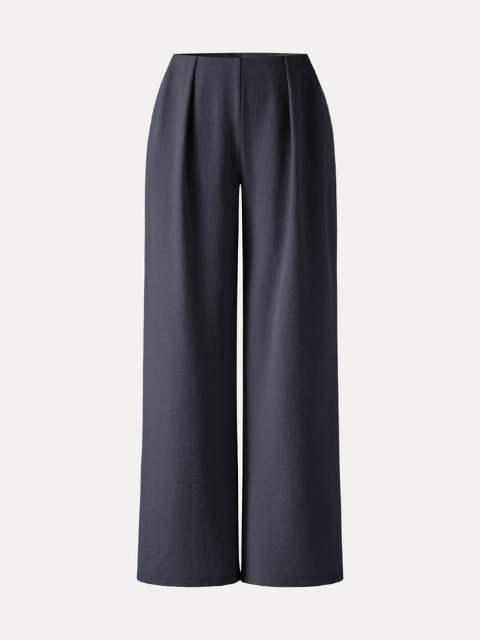 Airy Stretch Linen Wide Flare Pant with Pockets