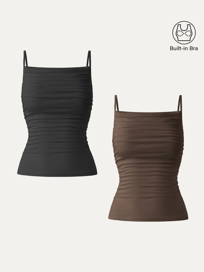 Adjustable Spaghetti Straps Side Ruched New Airy Bra Tank