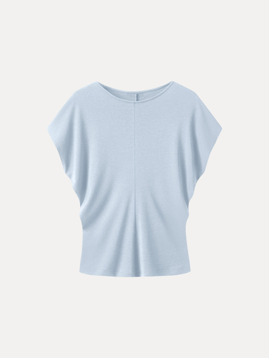 Linen-Blend Round Neck Relaxed Summer Top
