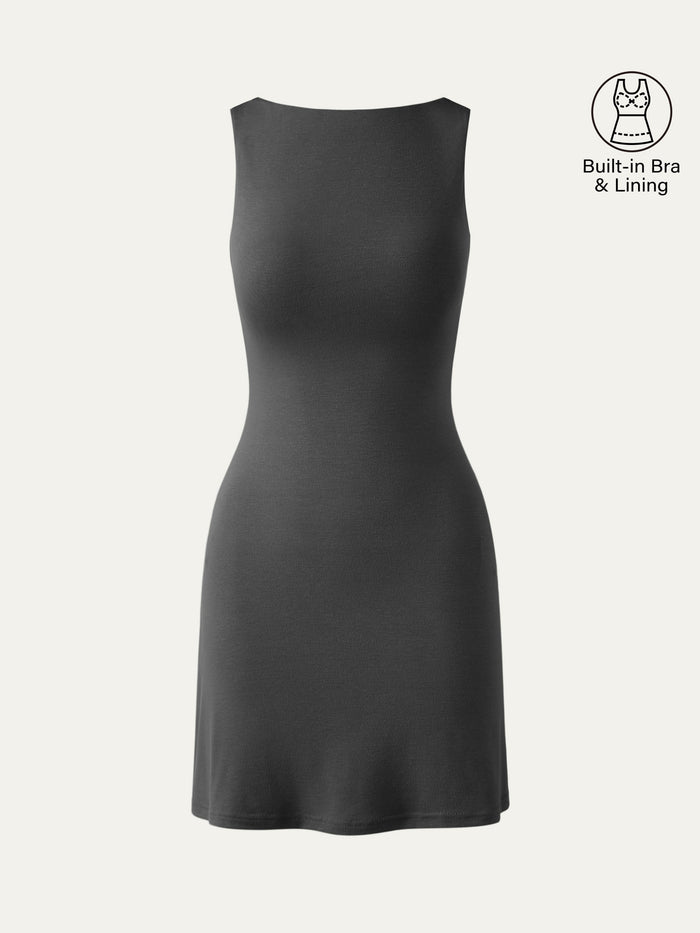 Cooling Open Back Bandless Bra Mini Dress