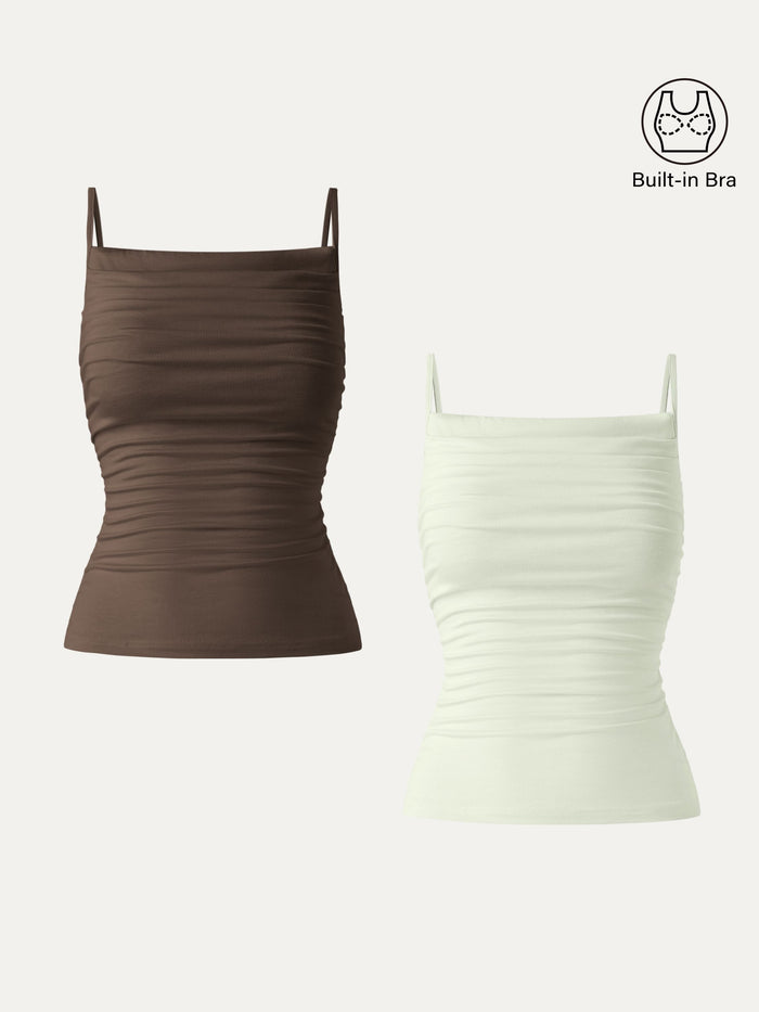 Adjustable Spaghetti Straps Side Ruched New Airy Bra Tank
