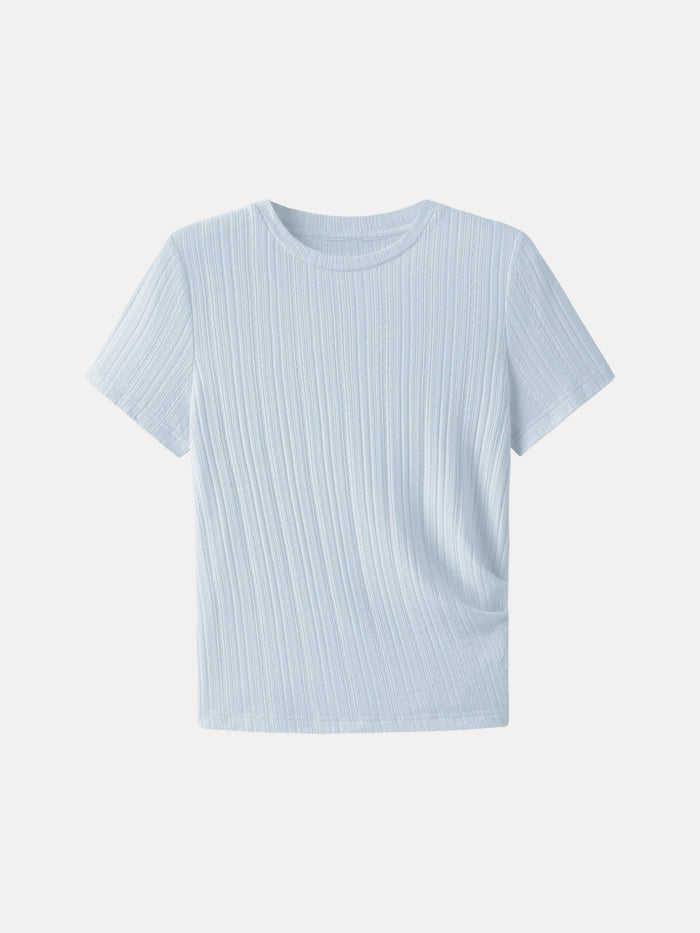 Pointelle Tucked Short Sleeve Summer Tee