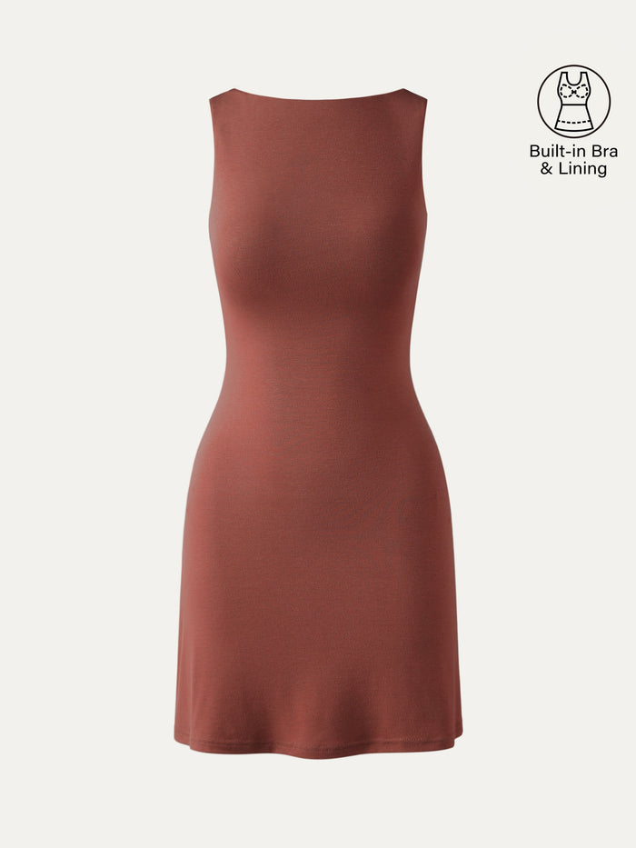Cooling Open Back Bandless Bra Mini Dress