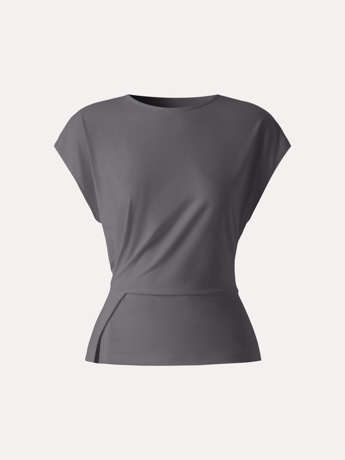 Cooling Ponte Relaxed Round Neck Tucked Top