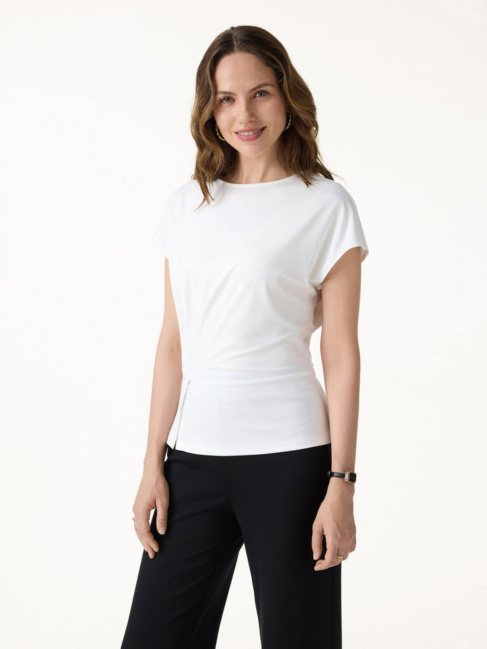 Cooling Ponte Relaxed Round Neck Tucked Top