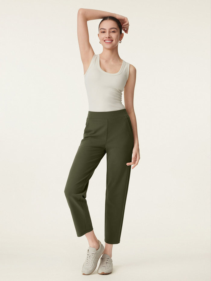 Mid Rise Pull-on Tapered Pant with Pockets