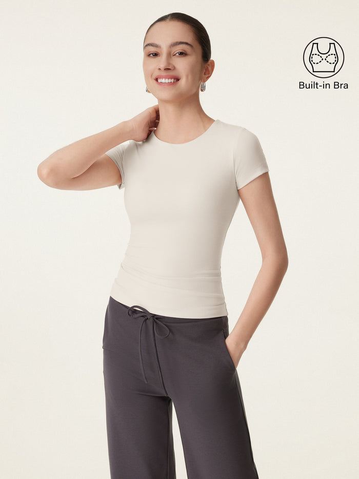 Crewneck Slimming Short Sleeve New Airy Bra Top