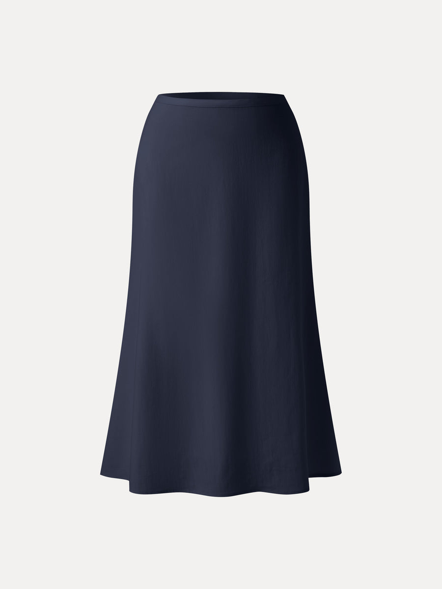 Lyocell-Linen Blend Maxi Flared Pull-On Skirt