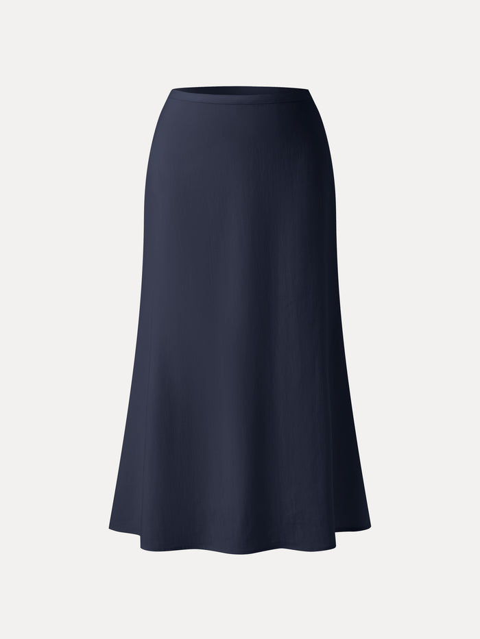 Lyocell-Linen Blend Maxi Flared Pull-On Skirt