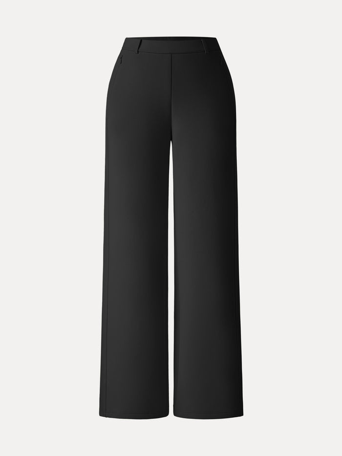 Stretch Cotton Blend Slimming High Rise Wide Leg Pant