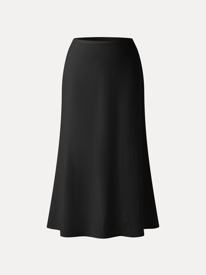 Lyocell-Linen Blend Maxi Flared Pull-On Skirt