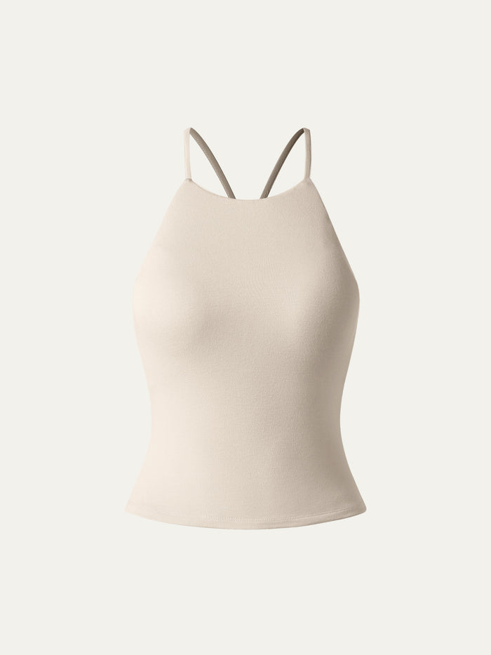 Tie Back Bandless Crop Bra Tank Top