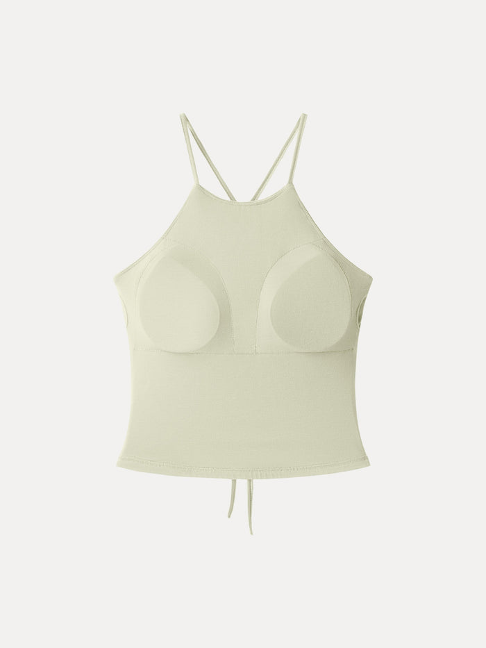 Tie Back Bandless Crop Bra Tank Top