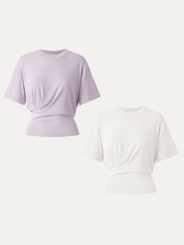 Crewneck Short Sleeve Tucked Tee