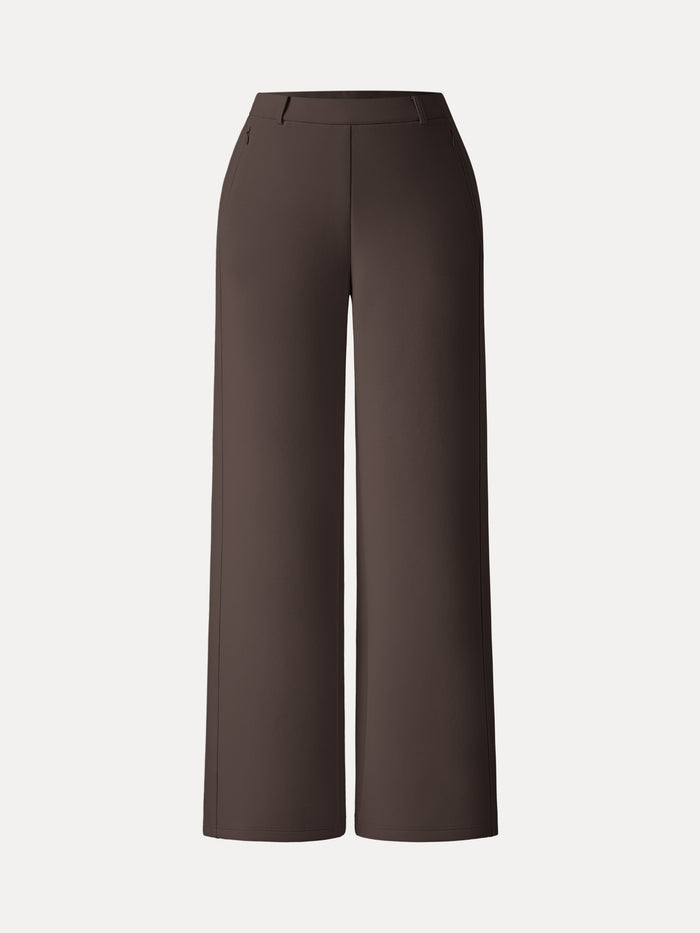 Stretch Cotton Blend Slimming High Rise Wide Leg Pant