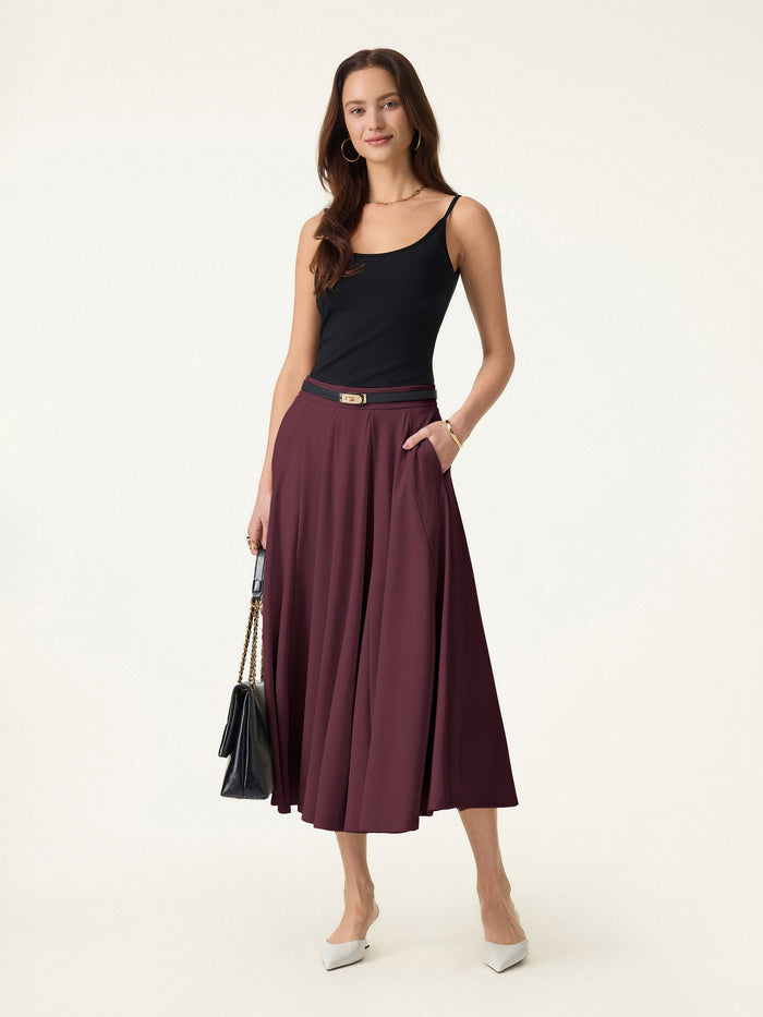 Lyocell Blend Volume Skirt with Pockets