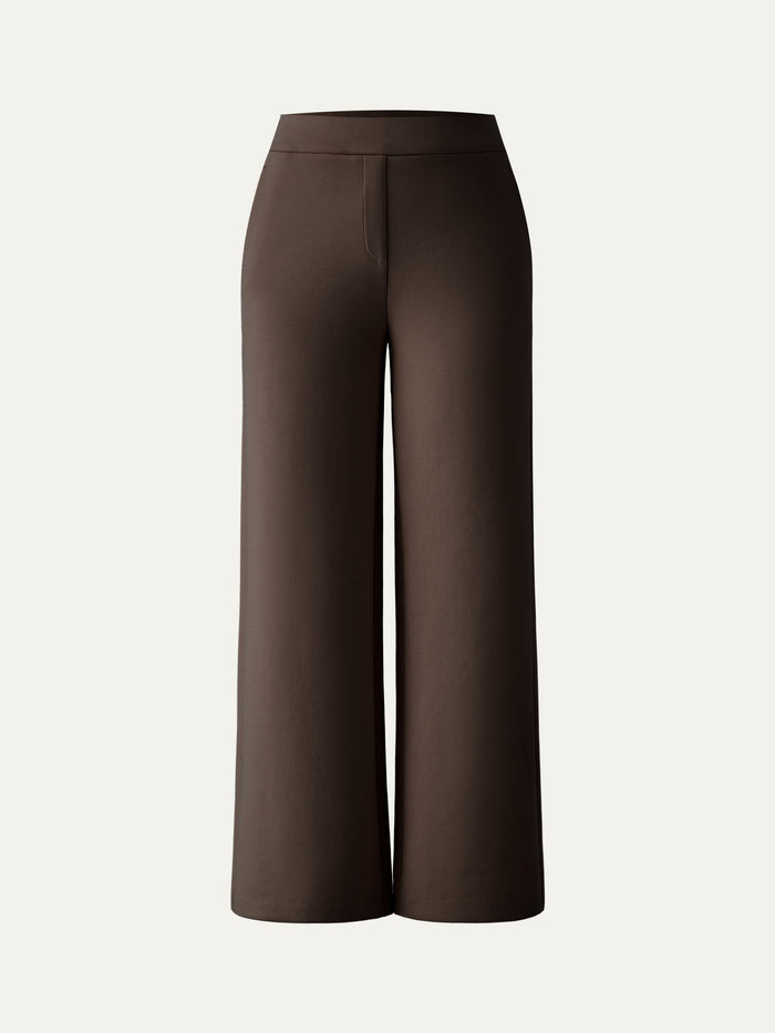Textured Mid Rise Pull-on Straight Pant with Pockets
