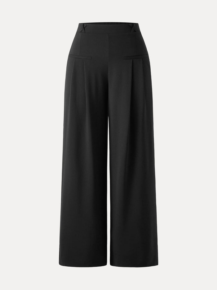Mid Rise Wide Leg Trouser with Pockets Drapey Bamboo Ponte