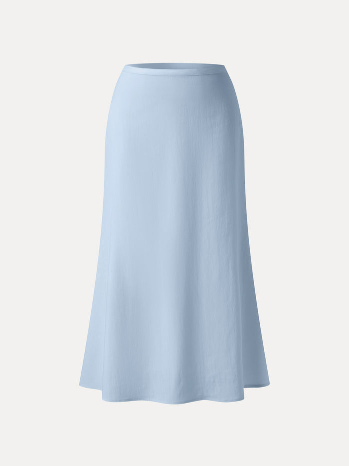 Lyocell-Linen Blend Maxi Flared Pull-On Skirt