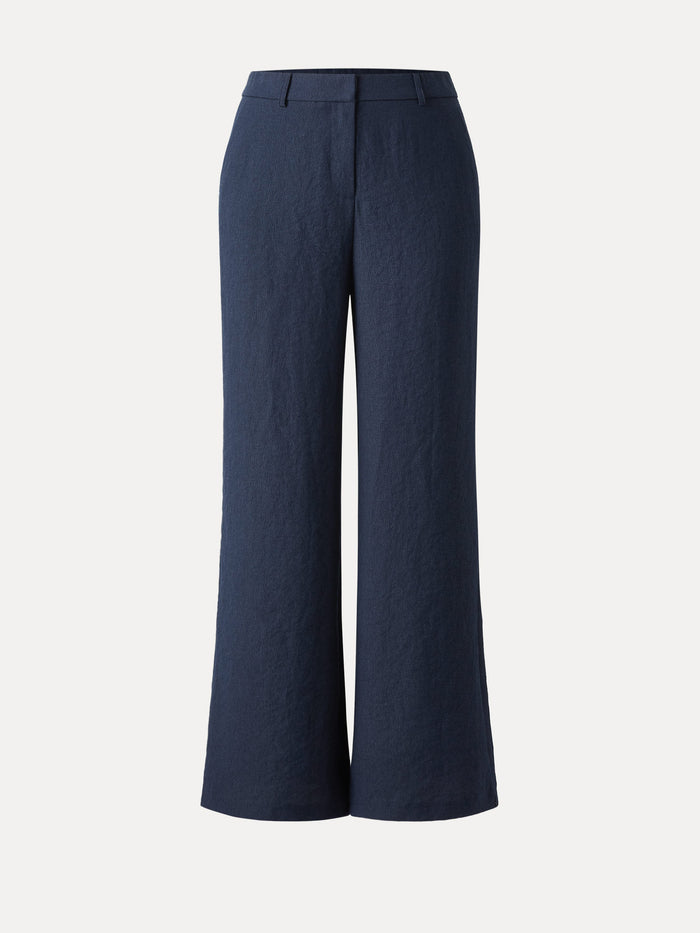 European Linen Mid Rise Flared Pant with Pockets