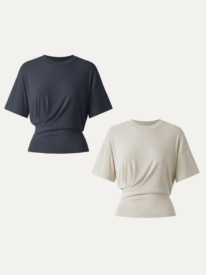 Crewneck Short Sleeve Tucked Tee