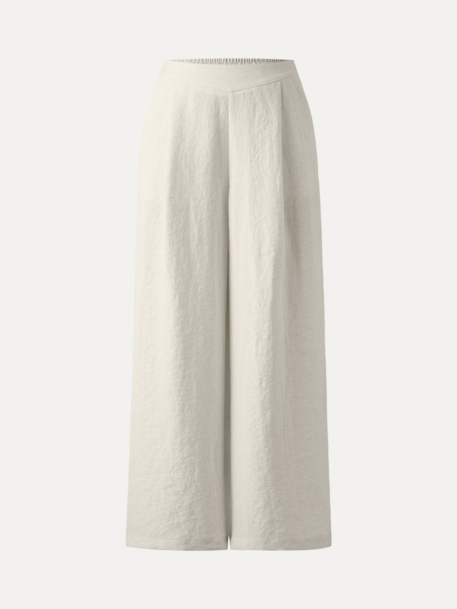 Breezy Linen Mid Rise Wide Leg Pant with Pockets
