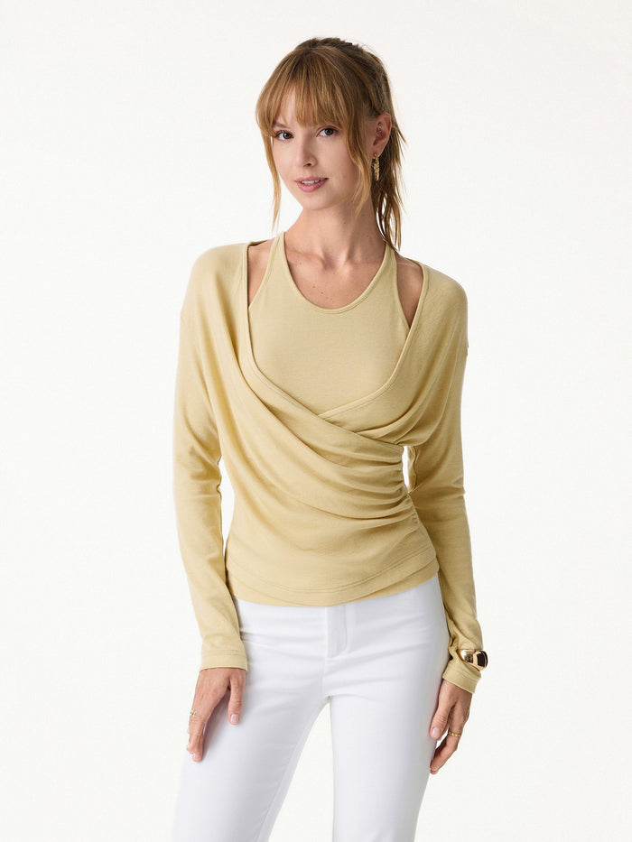 Two-Piece Set Cami with Surplice Ruched Top
