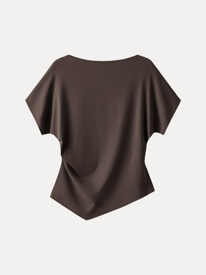 Cotton Lyocell Boatneck Angled Summer Tee