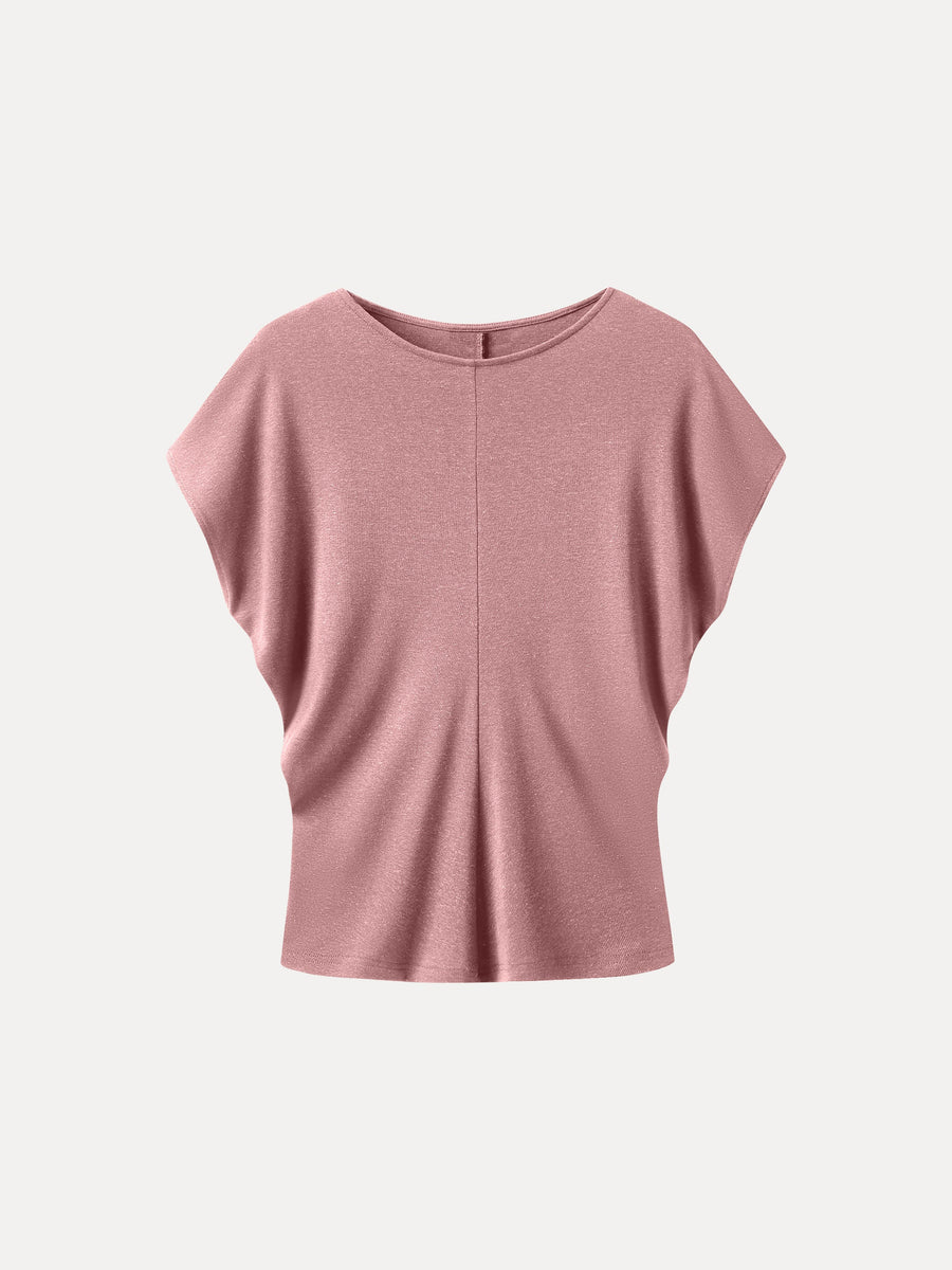 Linen-Blend Round Neck Relaxed Summer Top