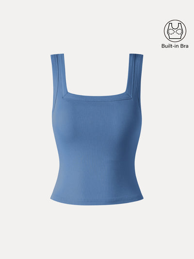 Slinky Square Open-Back Bra Tank Top