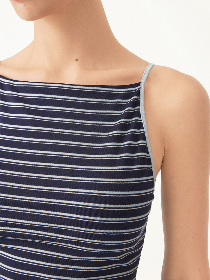 Striped Side Ruched Spaghetti New Airy Bra Tank
