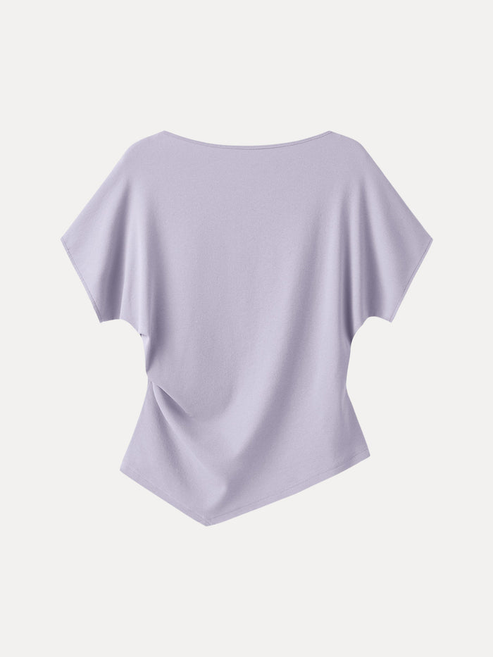 Cotton Lyocell Boatneck Angled Summer Tee