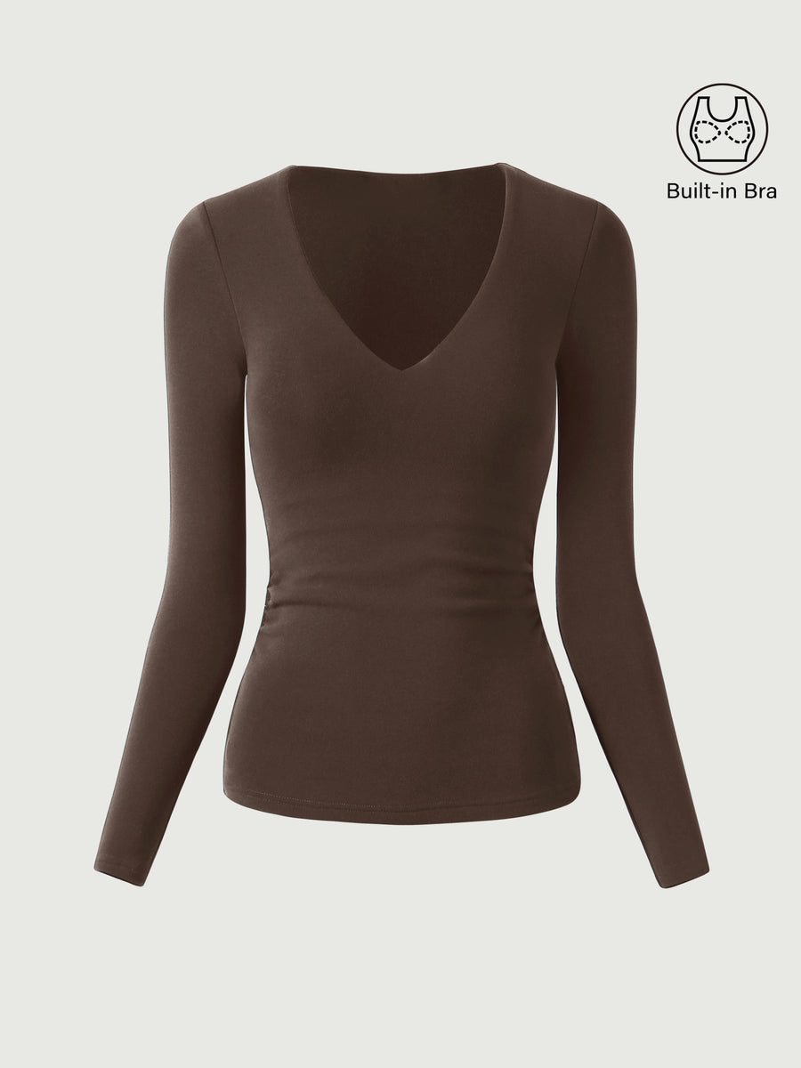 V-Neck Ruched Sides Bra Top