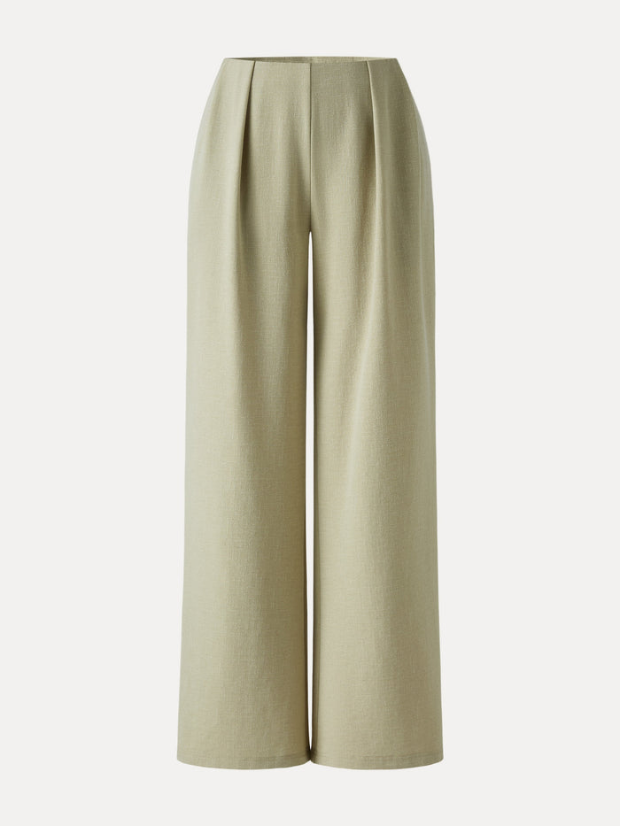 Airy Stretch Linen Wide Flare Pant with Pockets
