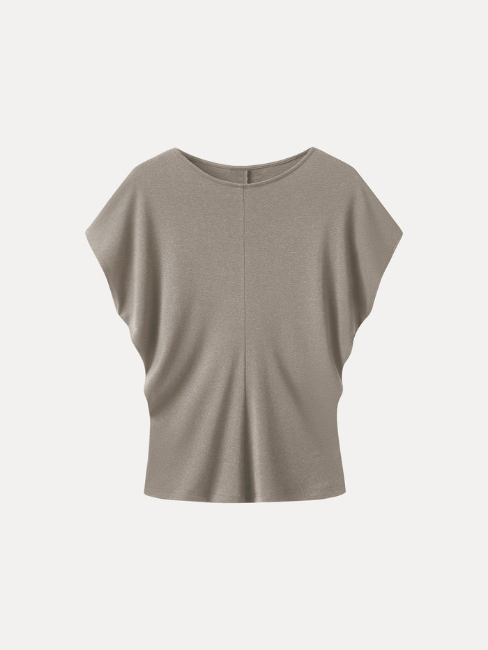 Linen-Blend Round Neck Relaxed Summer Top