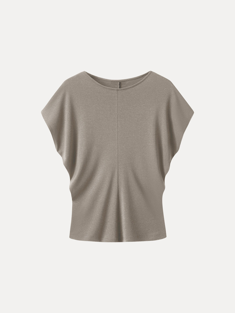 Linen-Blend Round Neck Relaxed Summer Top