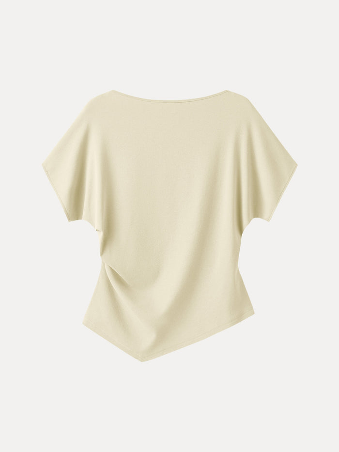 Cotton Lyocell Boatneck Angled Summer Tee