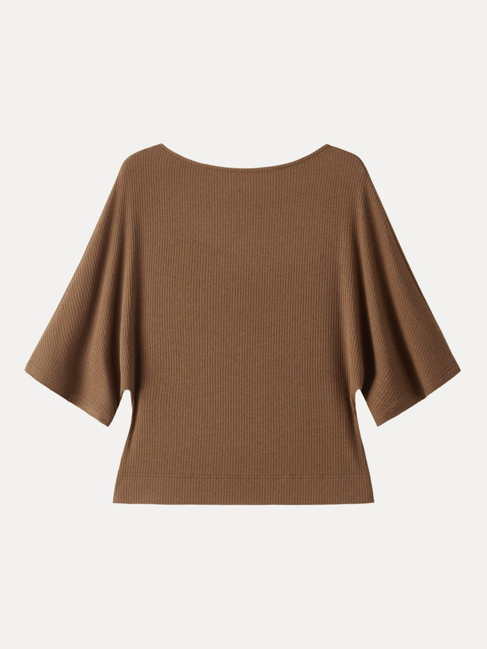 Soft Ribbed Boatneck Relaxed Top