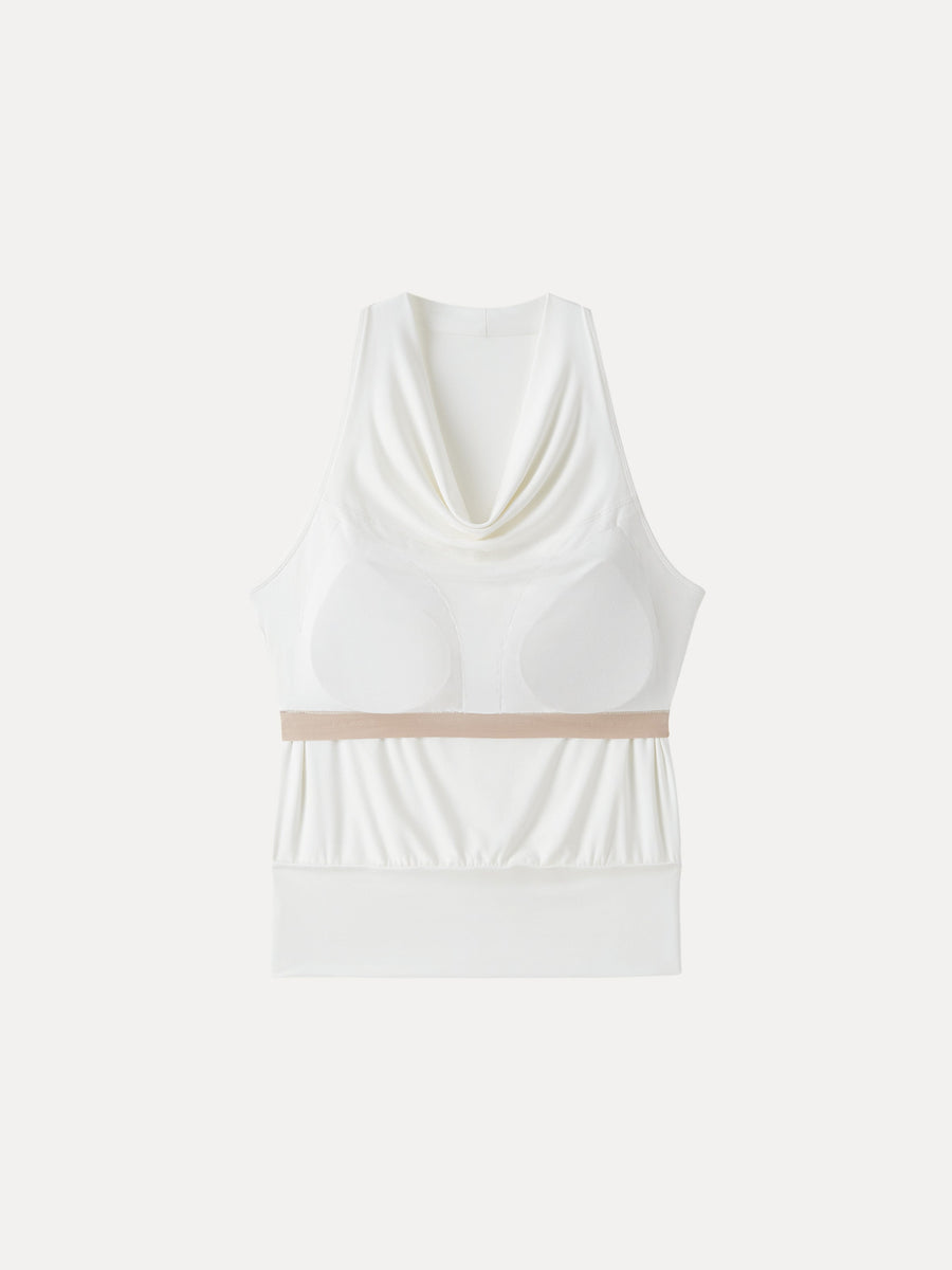 SkinKiss Not-See-Thru Halter Cowl Neck Bra Top