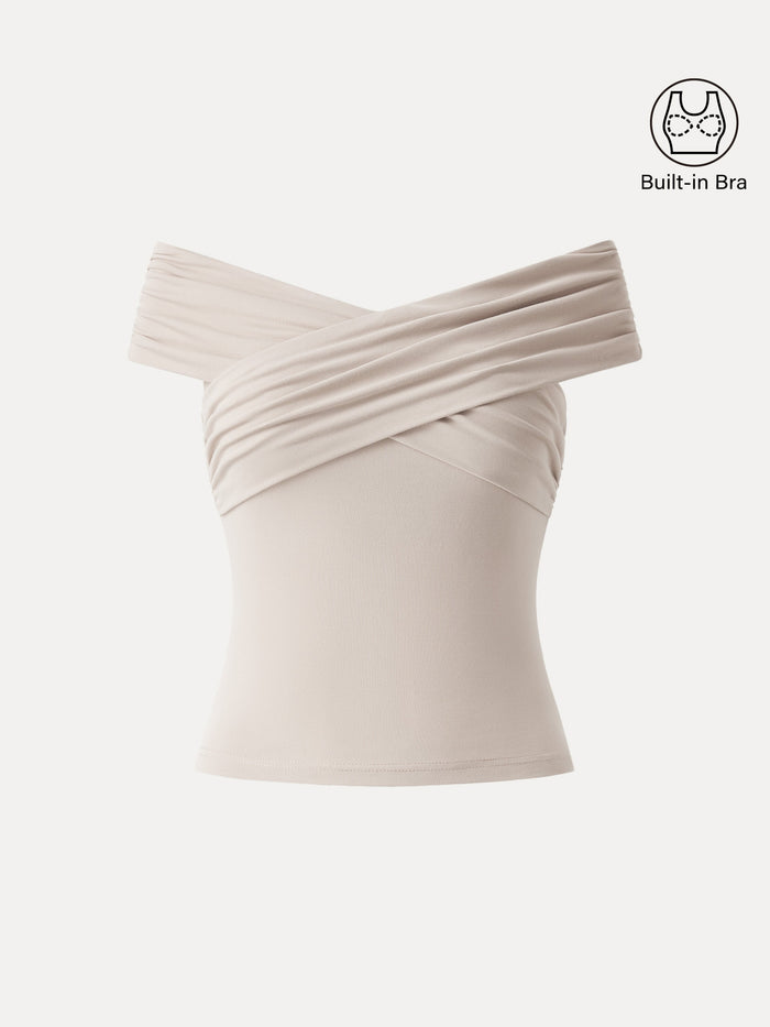 Criss Cross Off Shoulder New Airy Bra Top