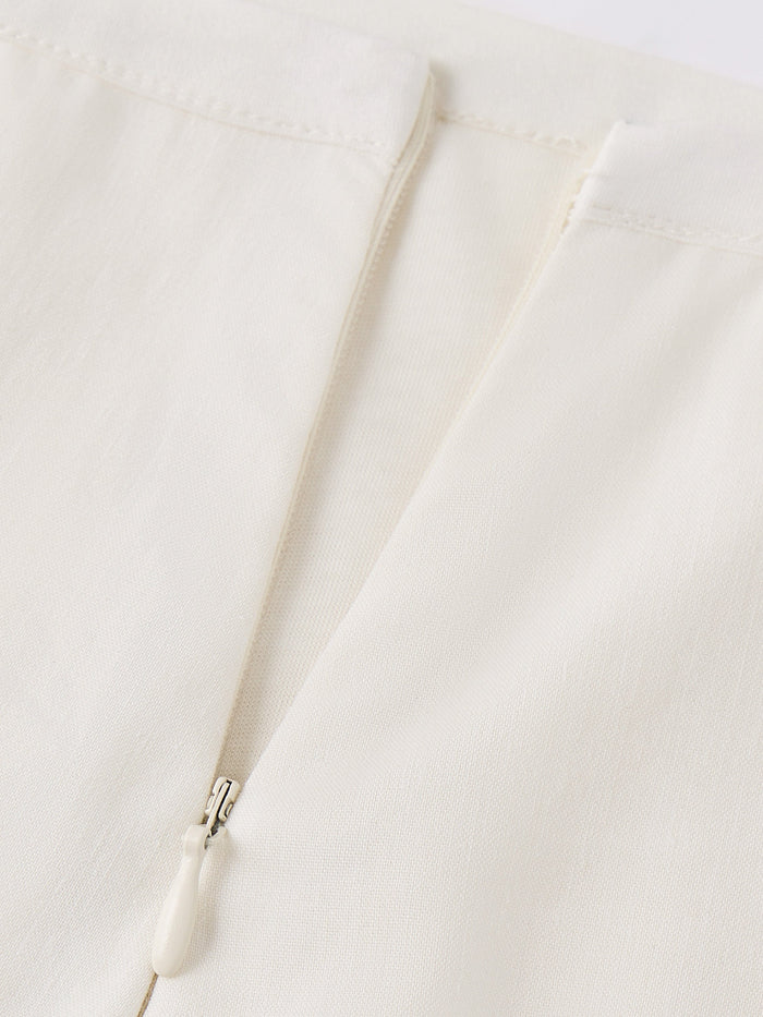 Lyocell-Linen Blend Maxi Flared Pull-On Skirt