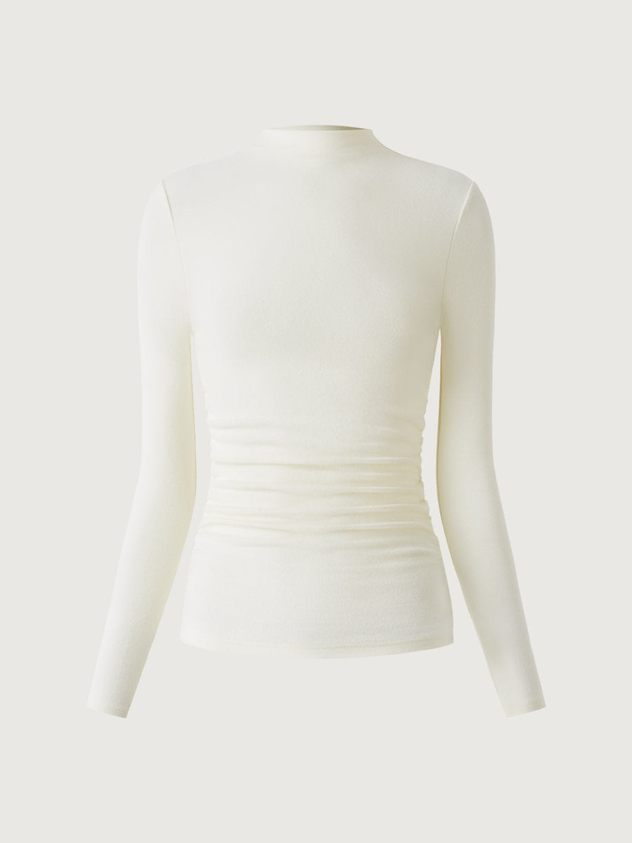 Thermal Ruched Sides Tuckable Mockneck Top